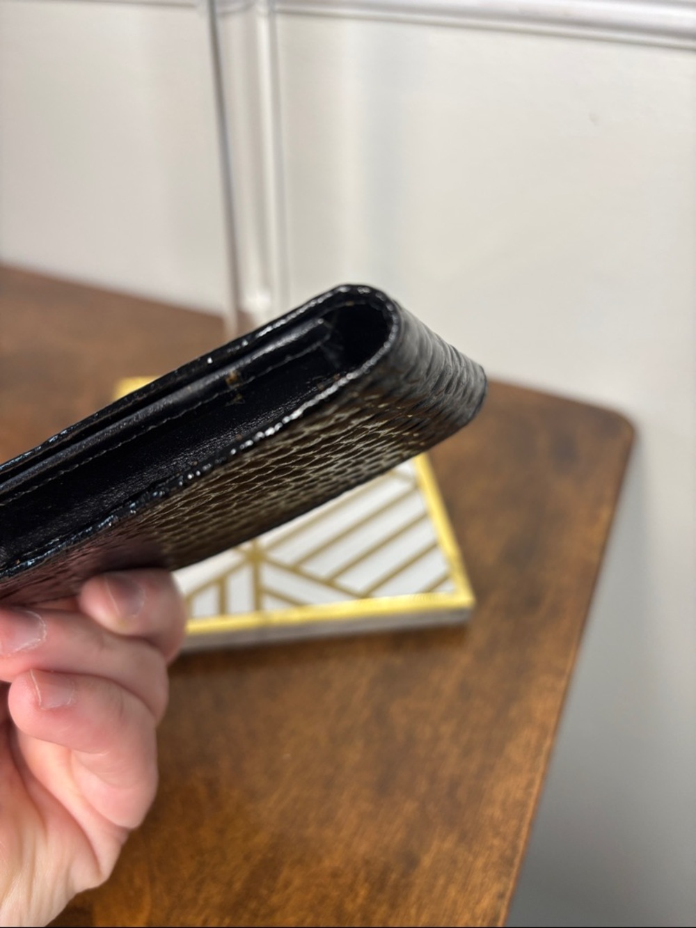 Dunhill Vintage Black Embossed Leather Card Case with Gold-Tone Corners - Picture 8 of 11
